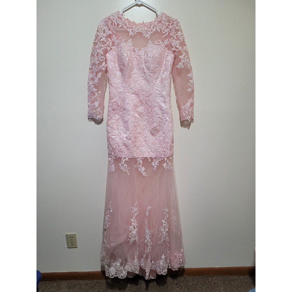 Unbranded Mermaid Evening/ wedding Gown Women Small‎ Pink Lace Illusion